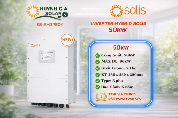 Inverter Hybrid Solis 3 pha 50kw áp cao